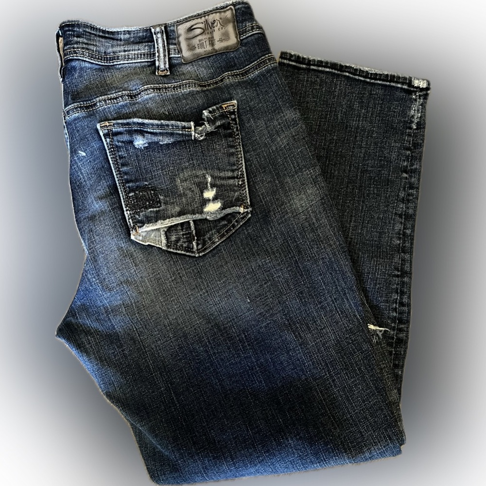 Silver Sam Distressed Boyfriend Jeans Size 14